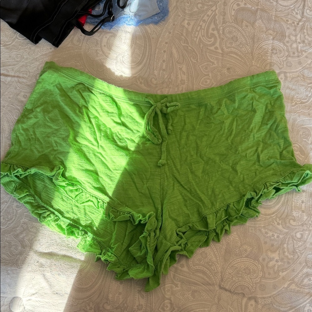 Victoria's Secret Green Ruffle Pajama Shorts